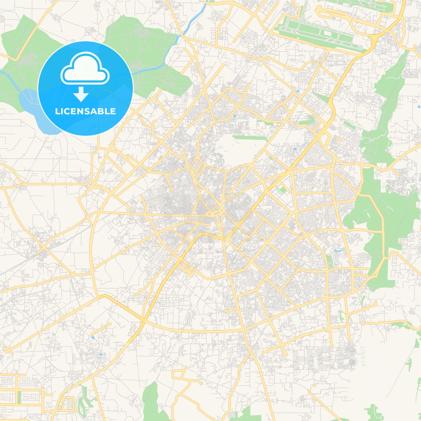 Printable street map of Gurgaon, India