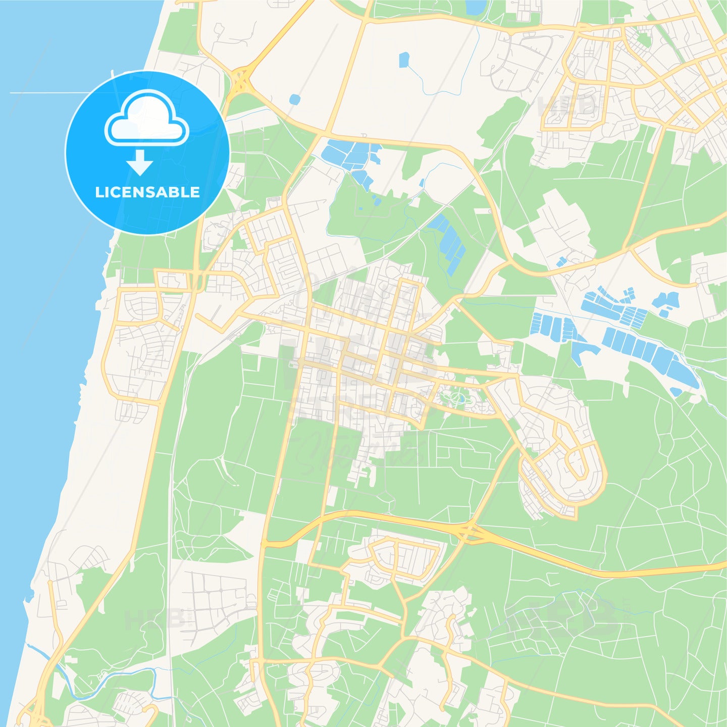 Printable street map of Hadera, Israel
