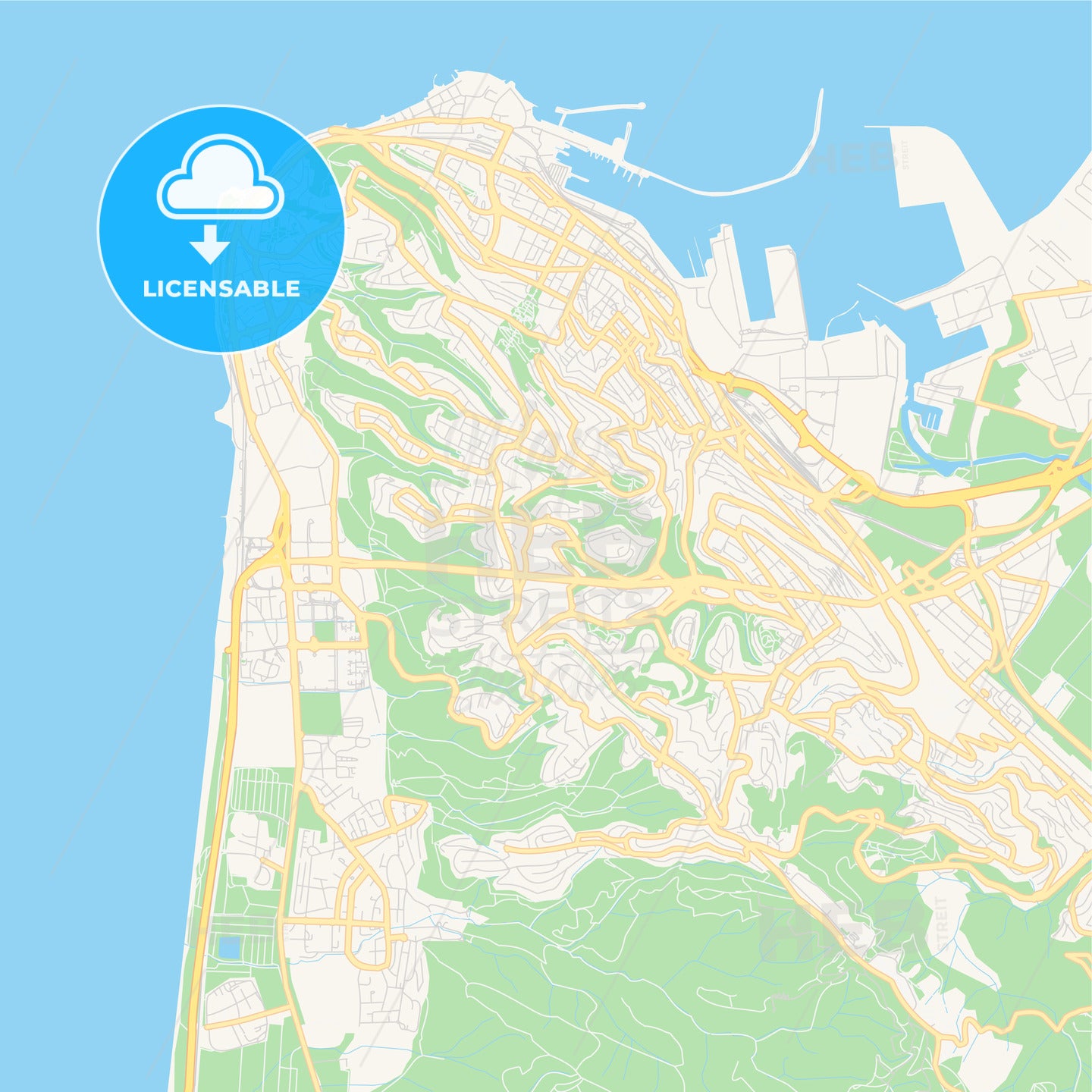 Printable street map of Haifa, Israel