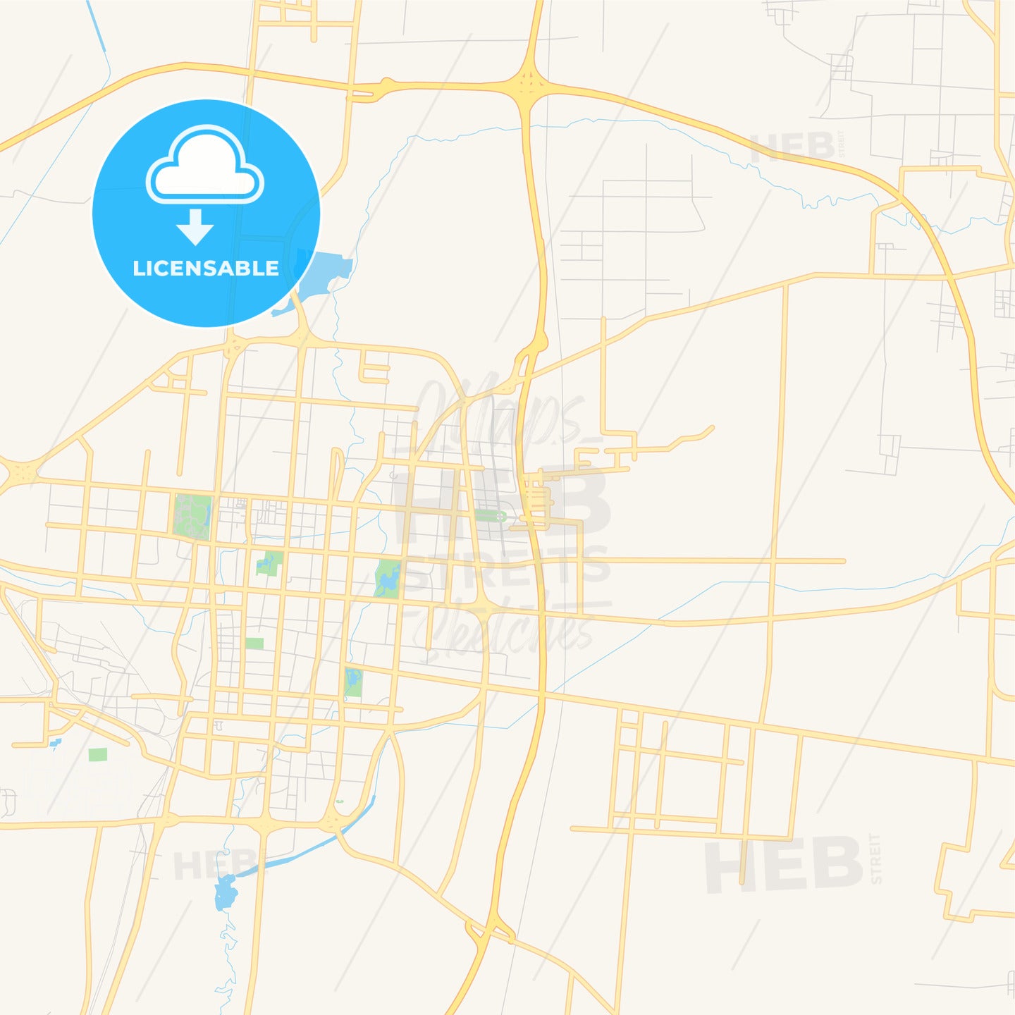 Printable street map of Handan, China