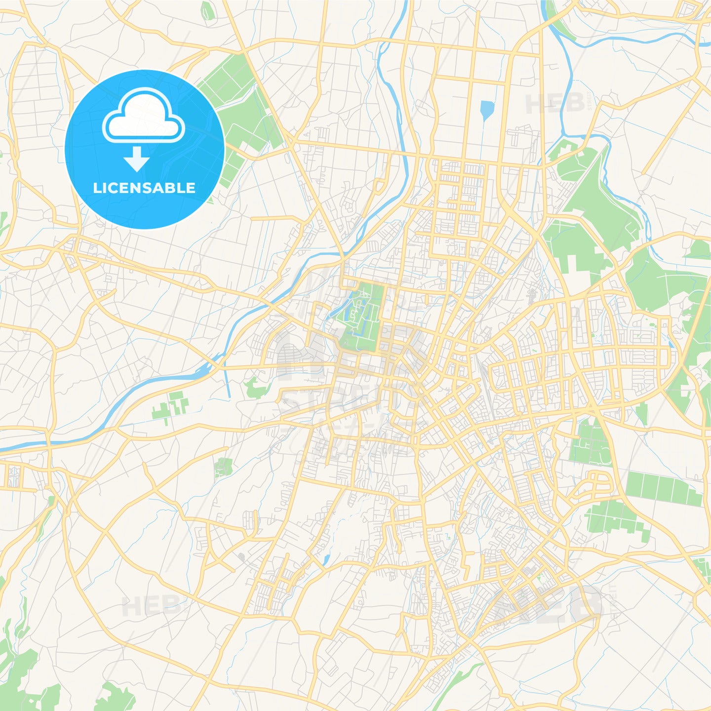 Printable street map of Hirosaki, Japan