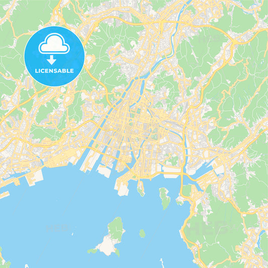 Printable street map of Hiroshima, Japan
