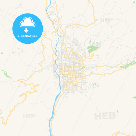 Printable street map of Huaraz, Peru