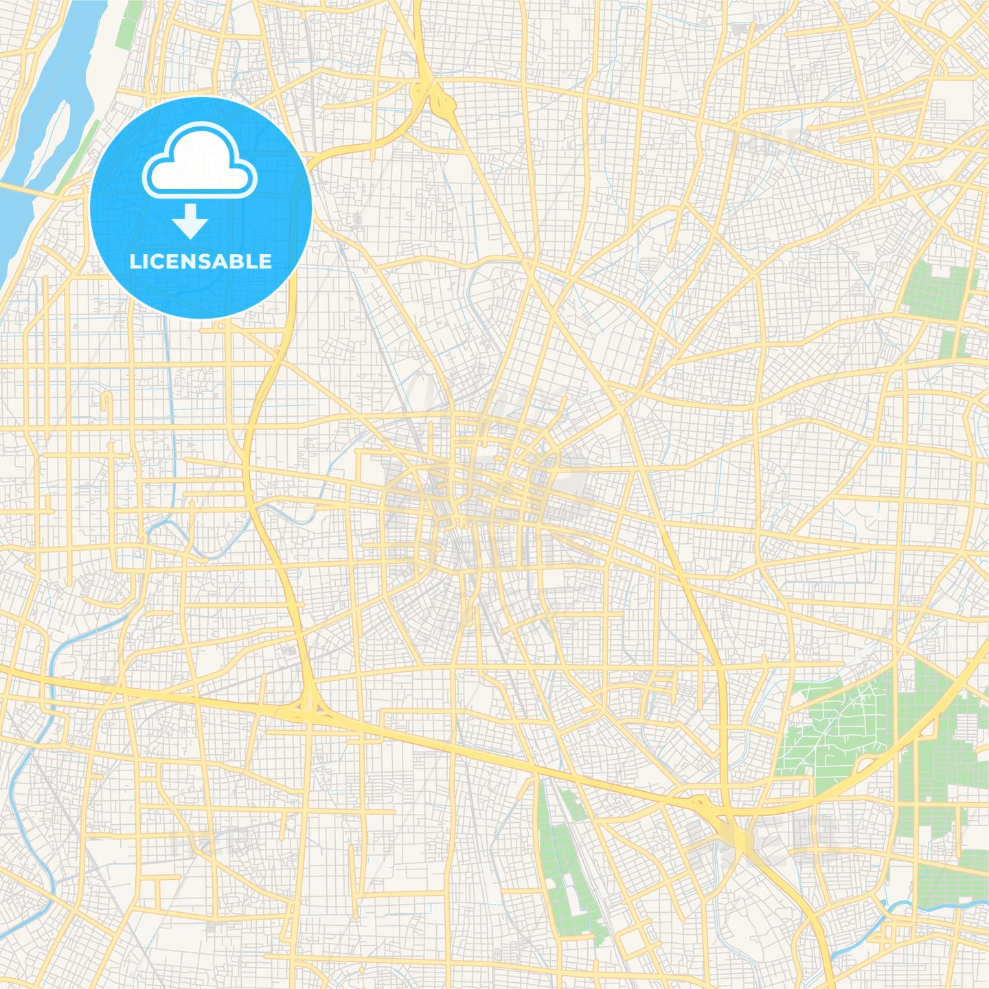 Printable street map of Ichinomiya, Japan