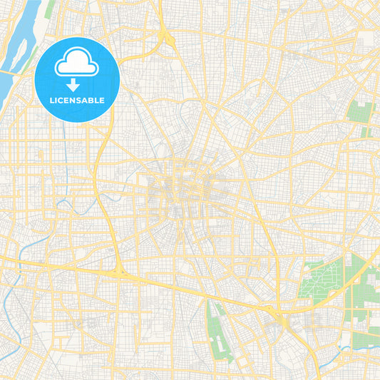 Printable street map of Ichinomiya, Japan