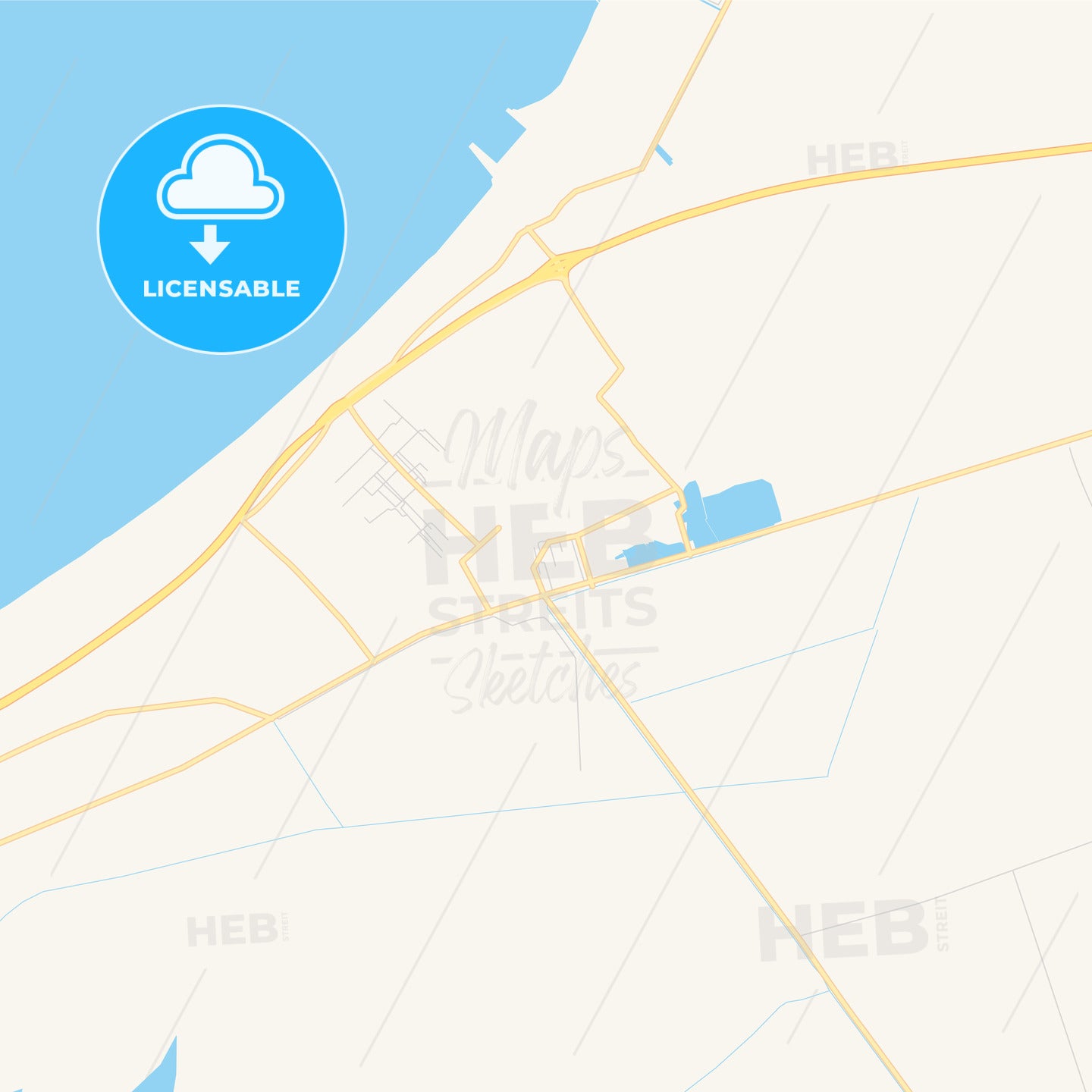 Printable street map of Idku, Egypt