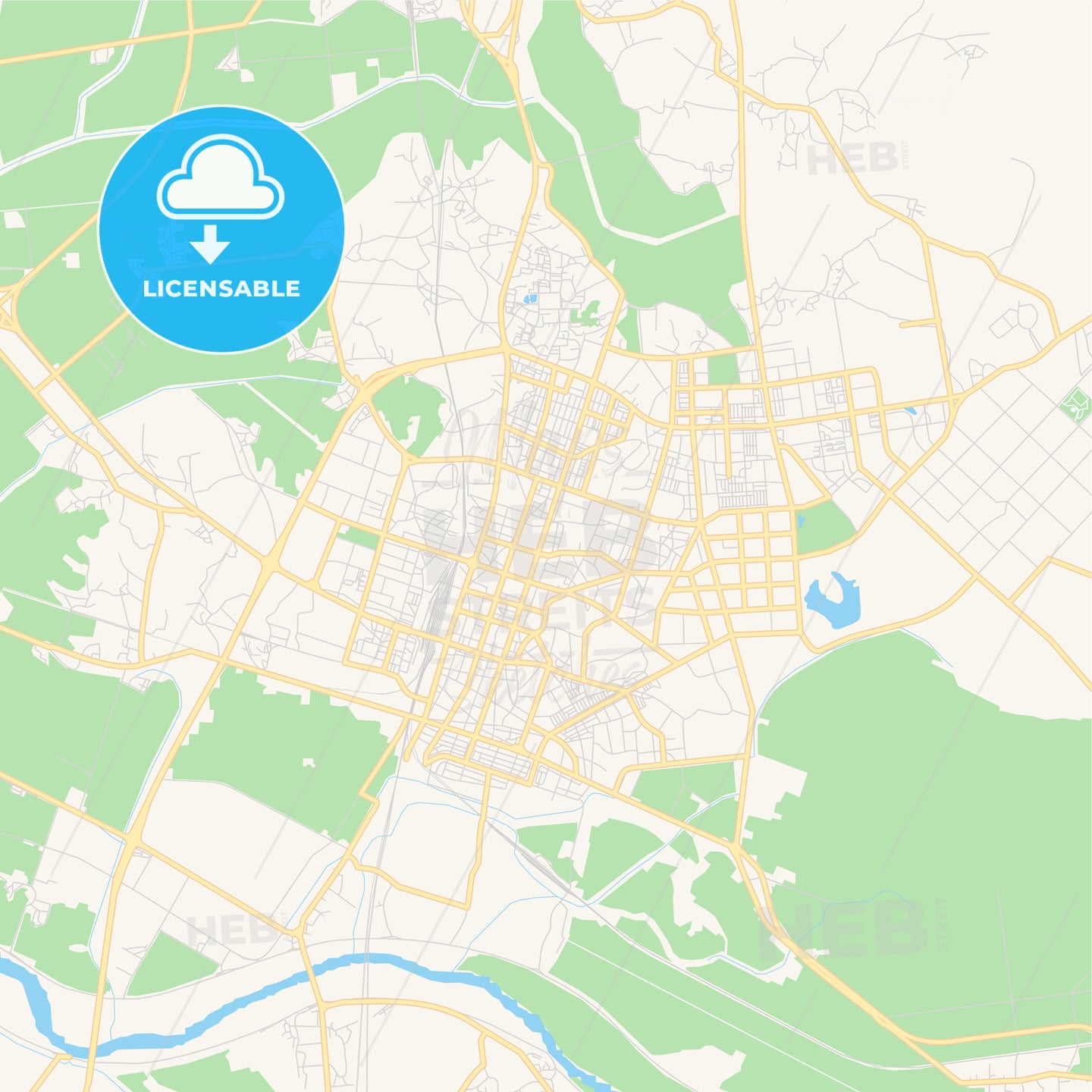 Printable street map of Iksan, South Korea