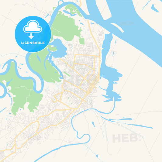 Printable street map of Iquitos, Peru
