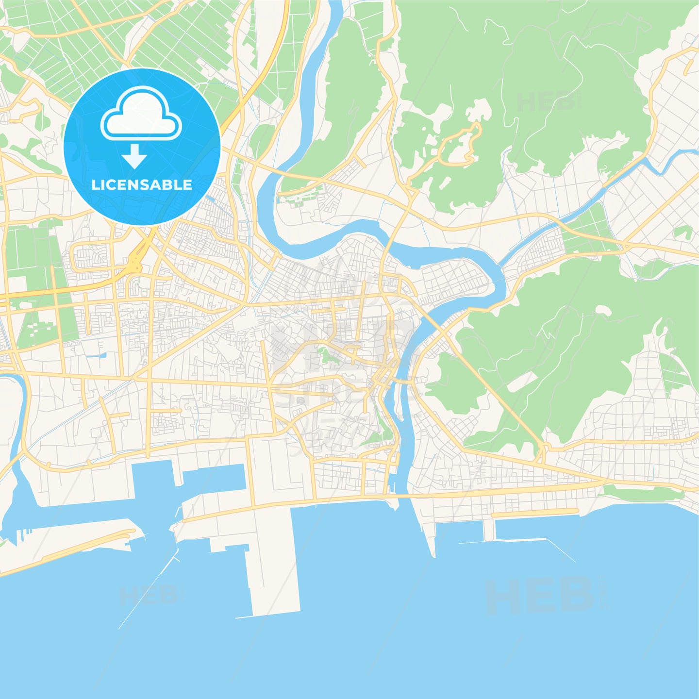 Printable street map of Ishinomaki, Japan