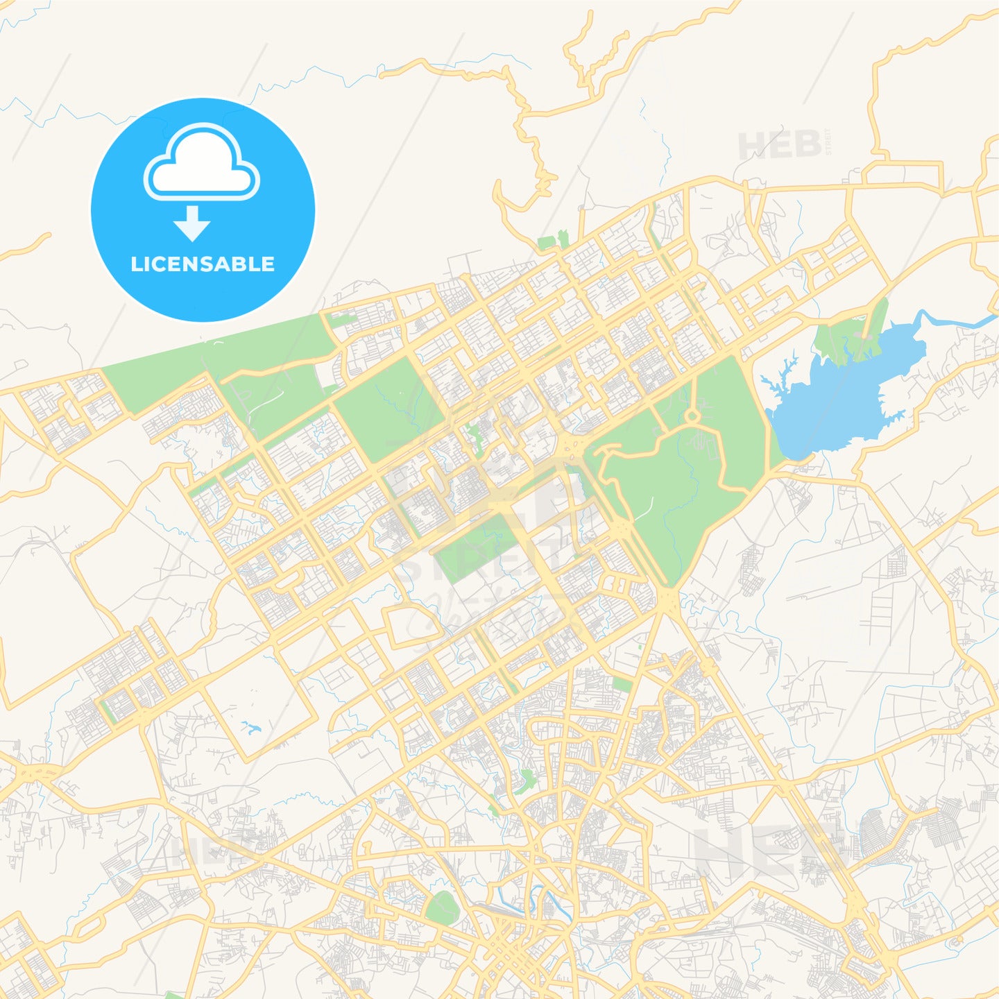 Printable street map of Islamabad, Pakistan