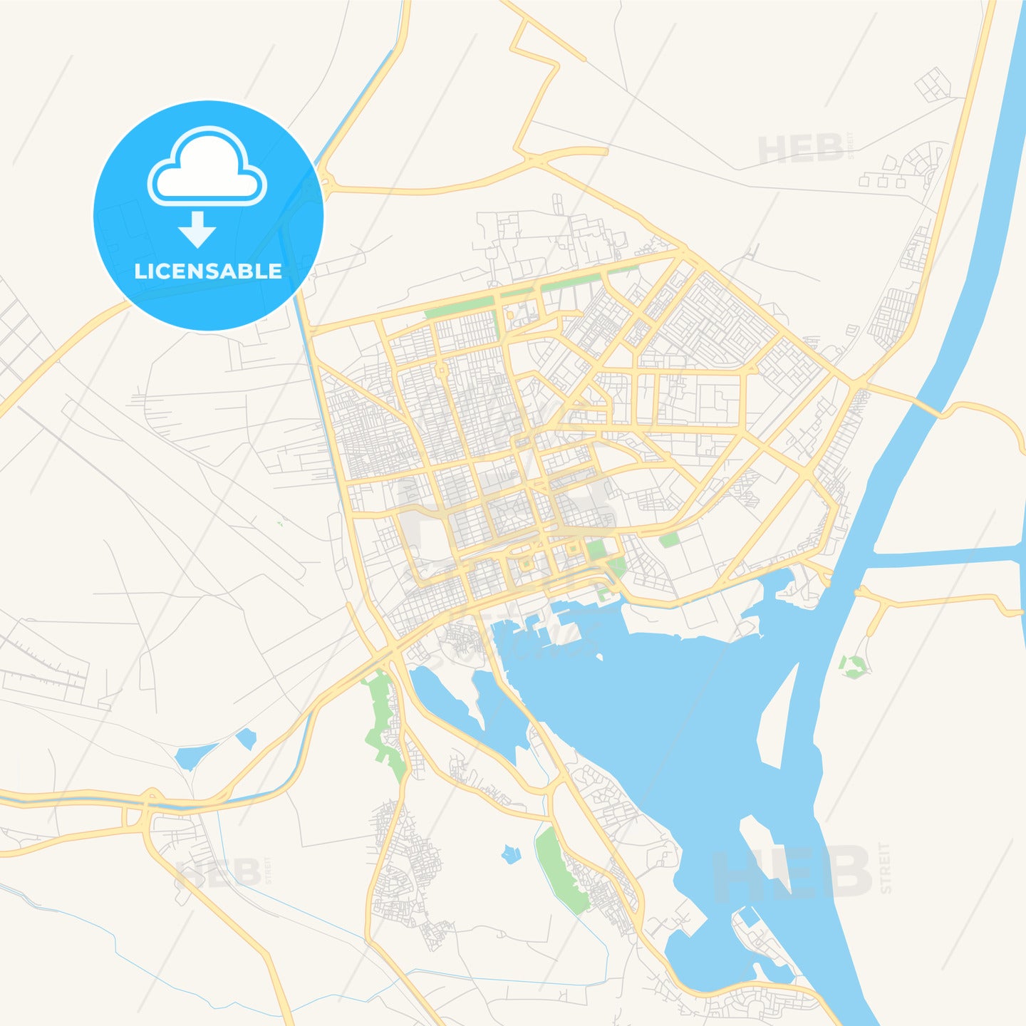 Printable street map of Ismailia, Egypt