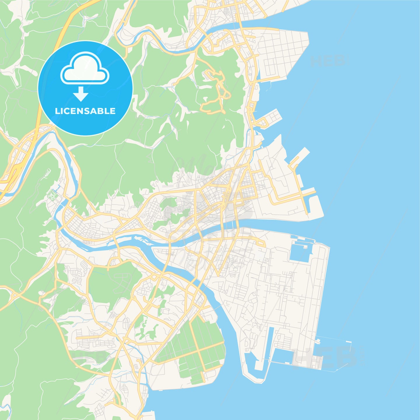 Printable street map of Iwakuni, Japan