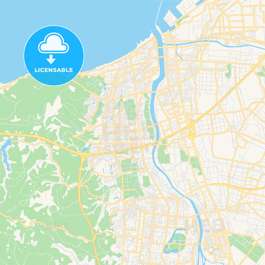 Printable street map of Jōetsu, Japan