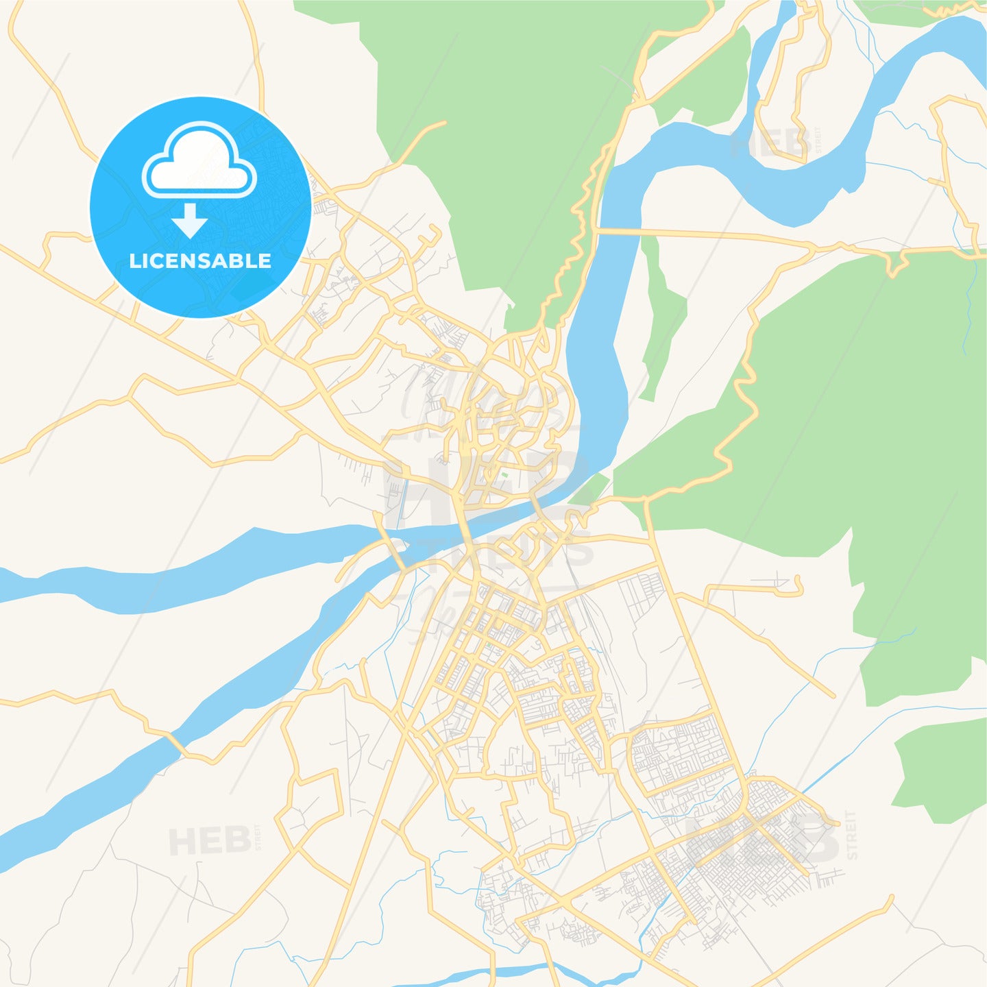 Printable street map of Jammu, India
