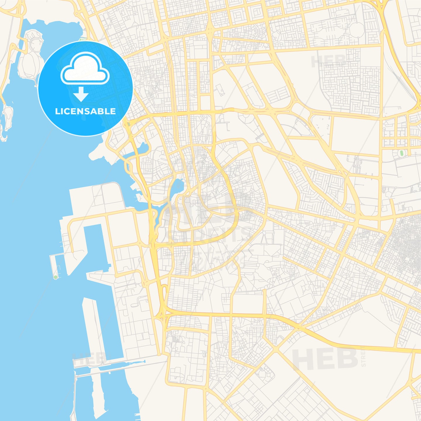 Printable street map of Jeddah, Saudi Arabia