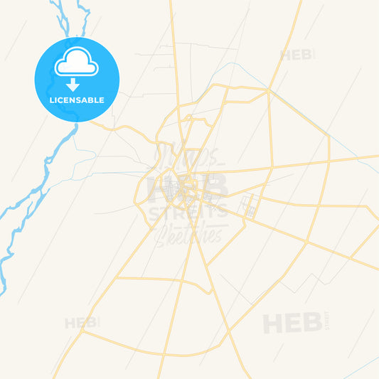 Printable street map of Jhang, Pakistan