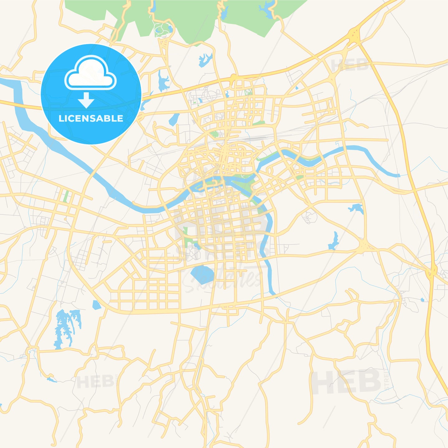 Printable street map of Jinhua, China