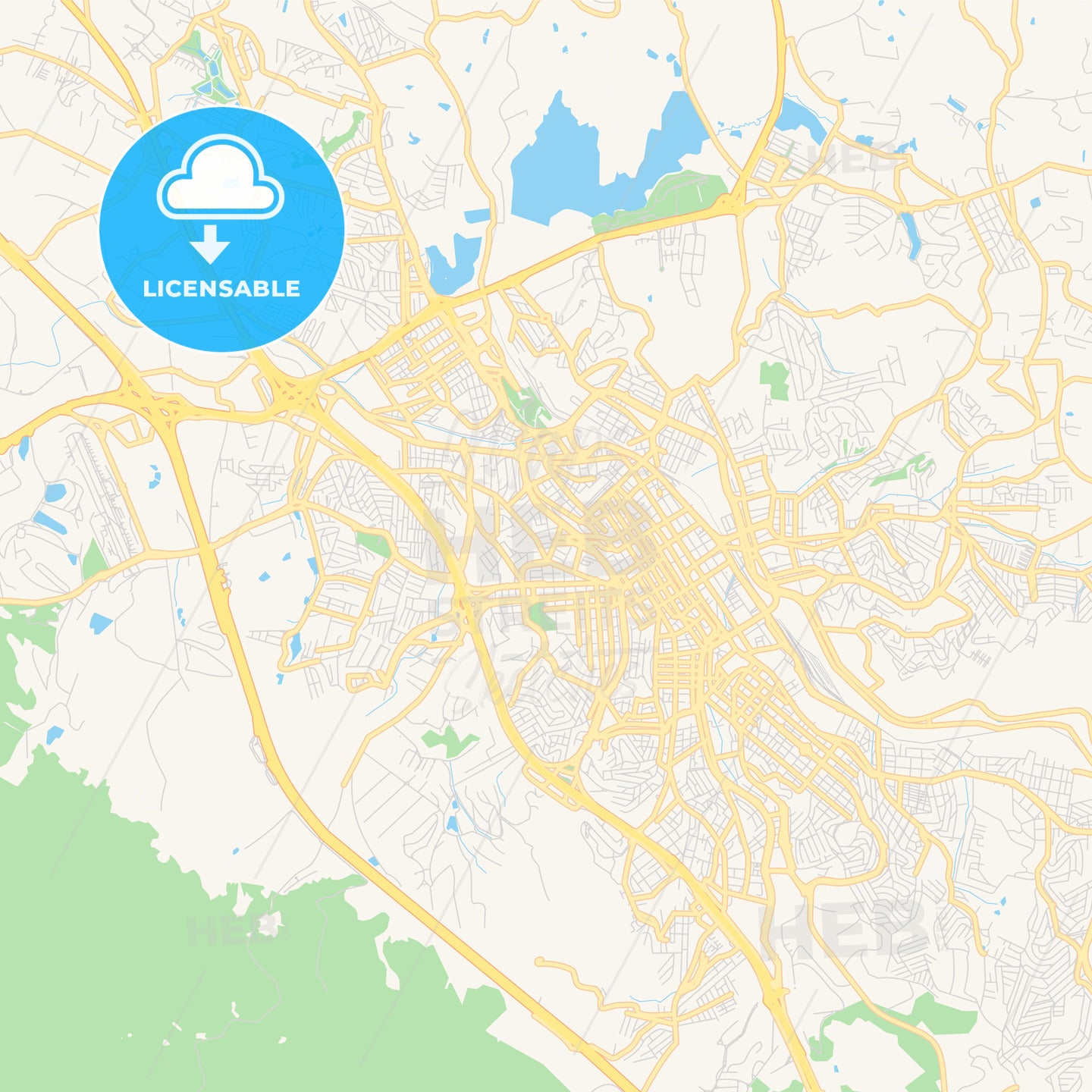 Printable street map of Jundiai, Brazil