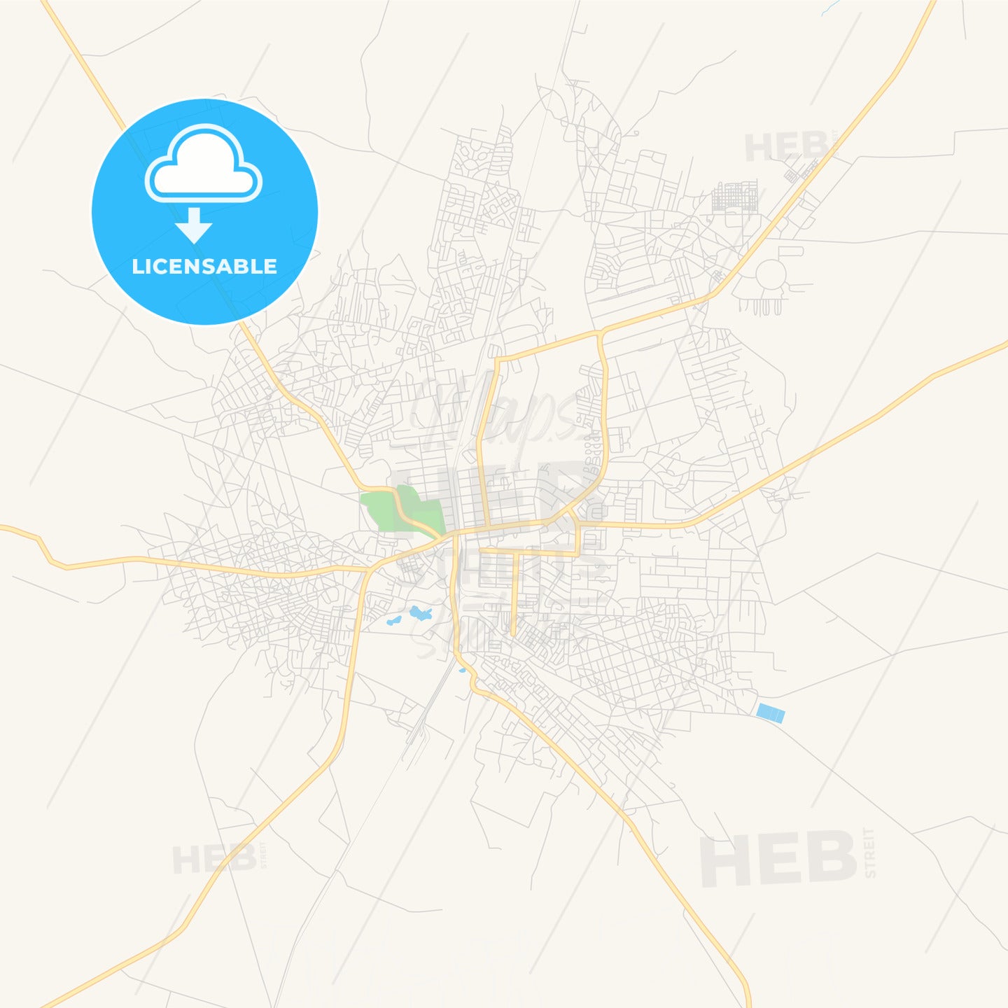 Printable street map of Kabwe, Zambia