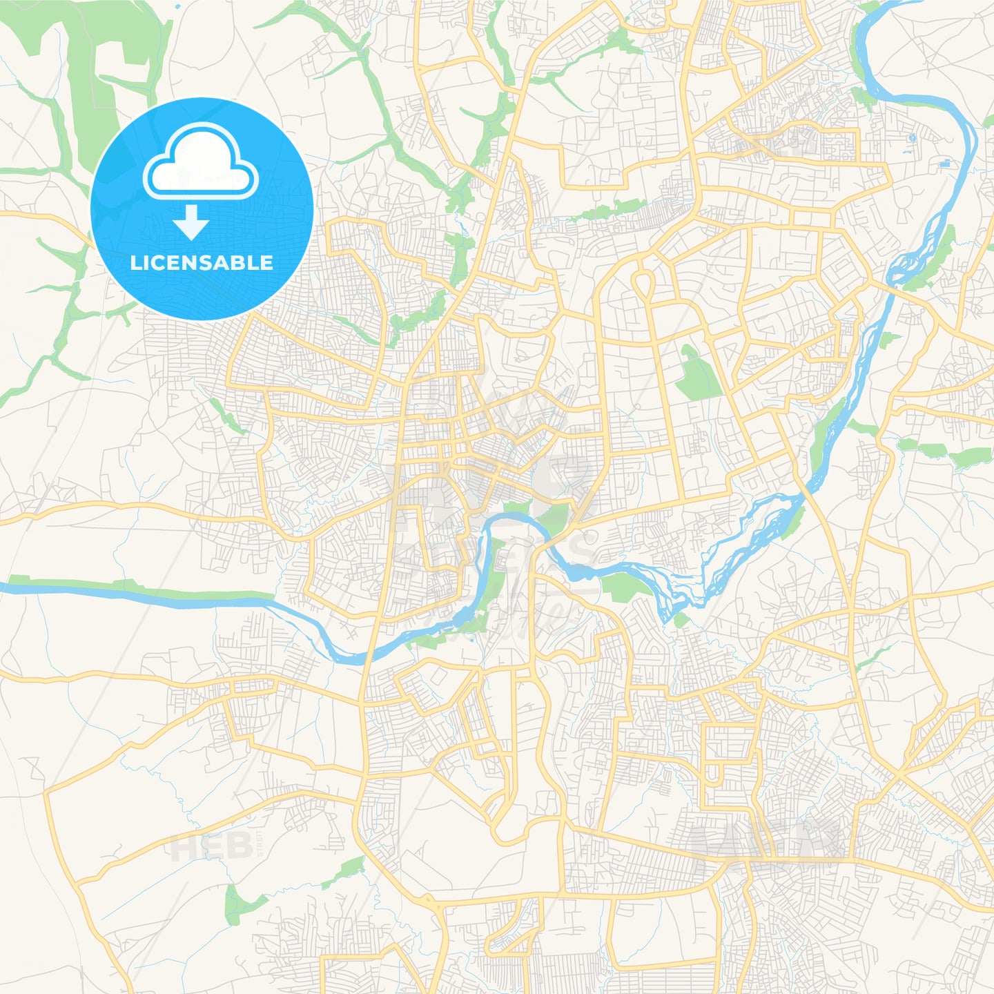 Printable street map of Kaduna, Nigeria