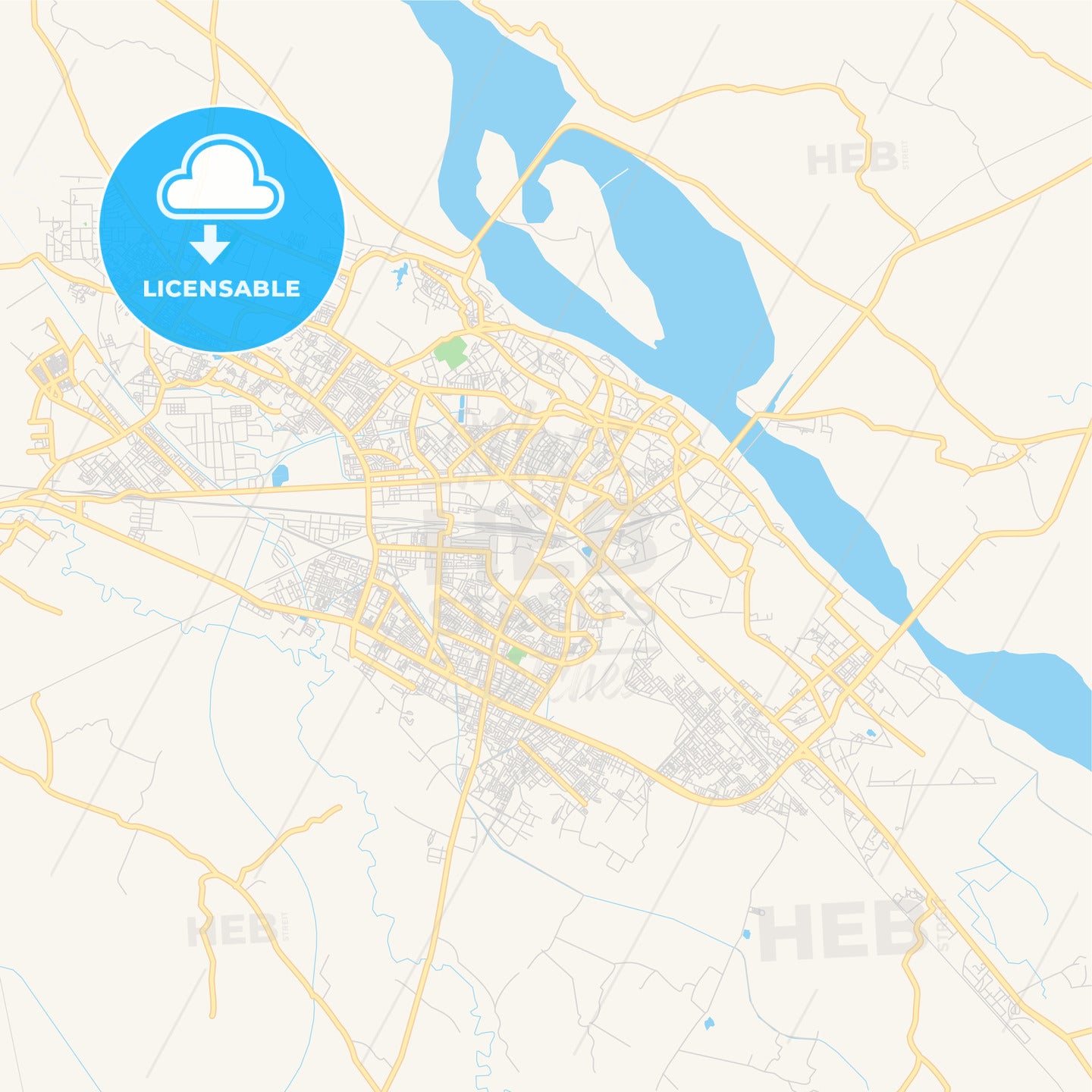 Printable street map of Kanpur, India