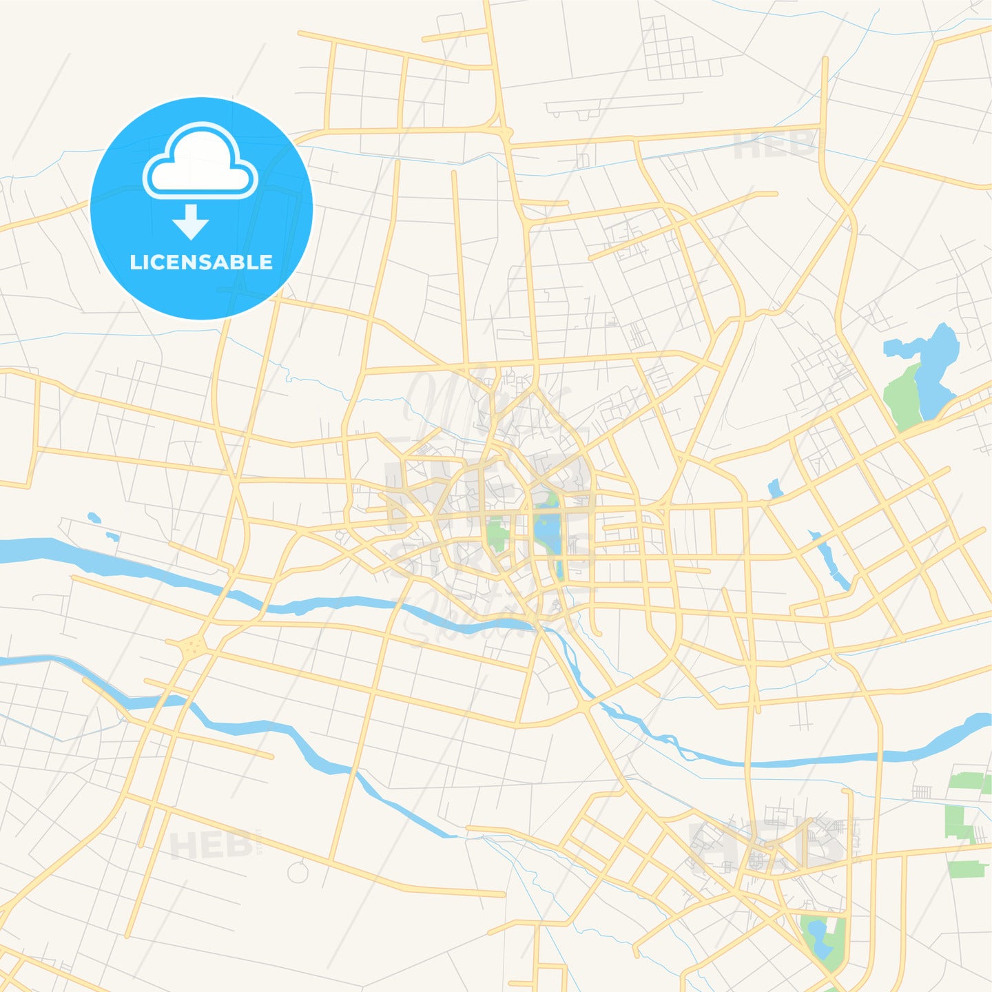 Printable street map of Kashgar, China