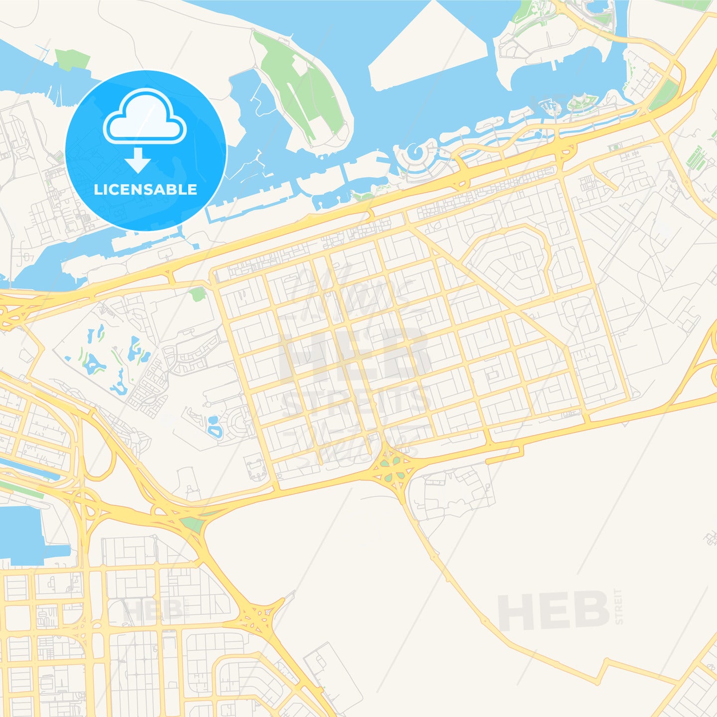 Printable street map of Khalifah A City, United Arab Emirates