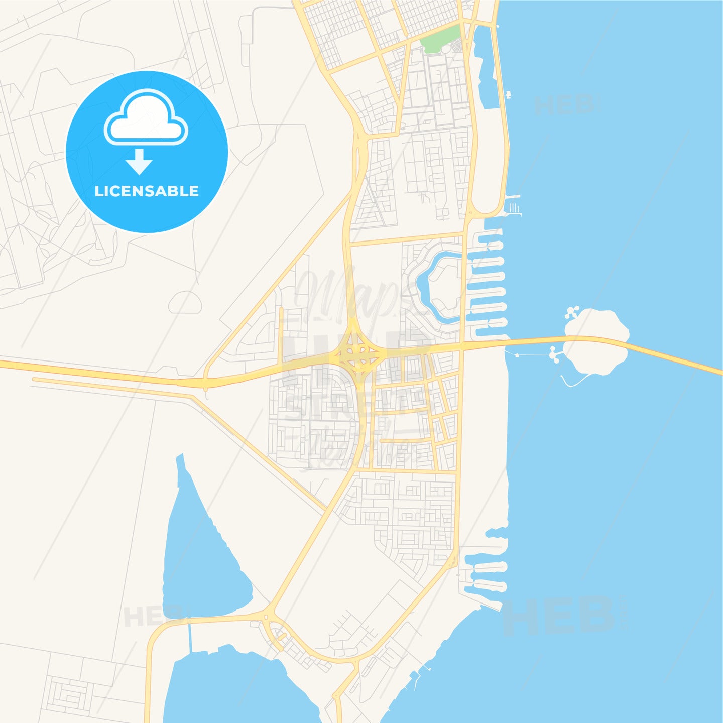 Printable street map of Khobar, Saudi Arabia