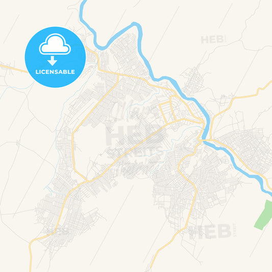 Printable street map of Kikwit, DR Congo