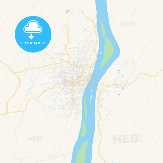 Printable street map of Kindu, DR Congo
