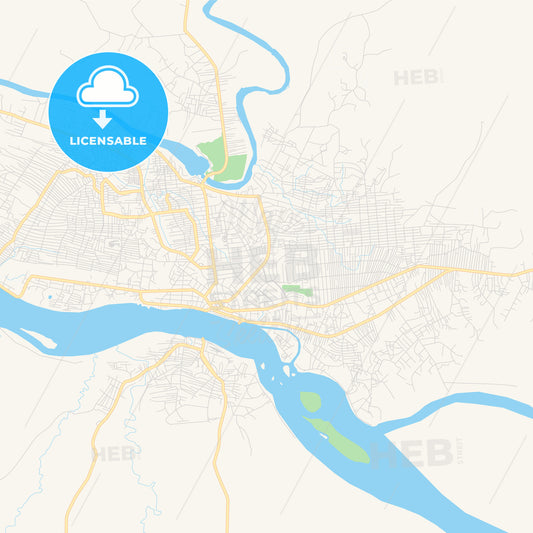 Printable street map of Kisangani, DR Congo