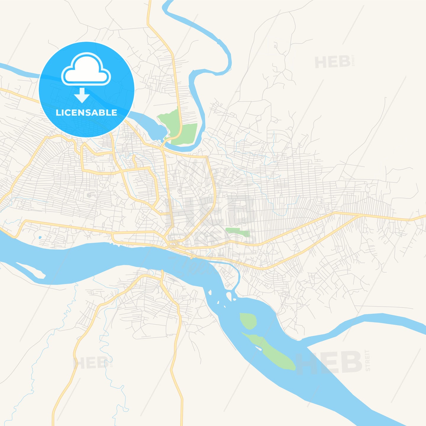 Printable street map of Kisangani, DR Congo