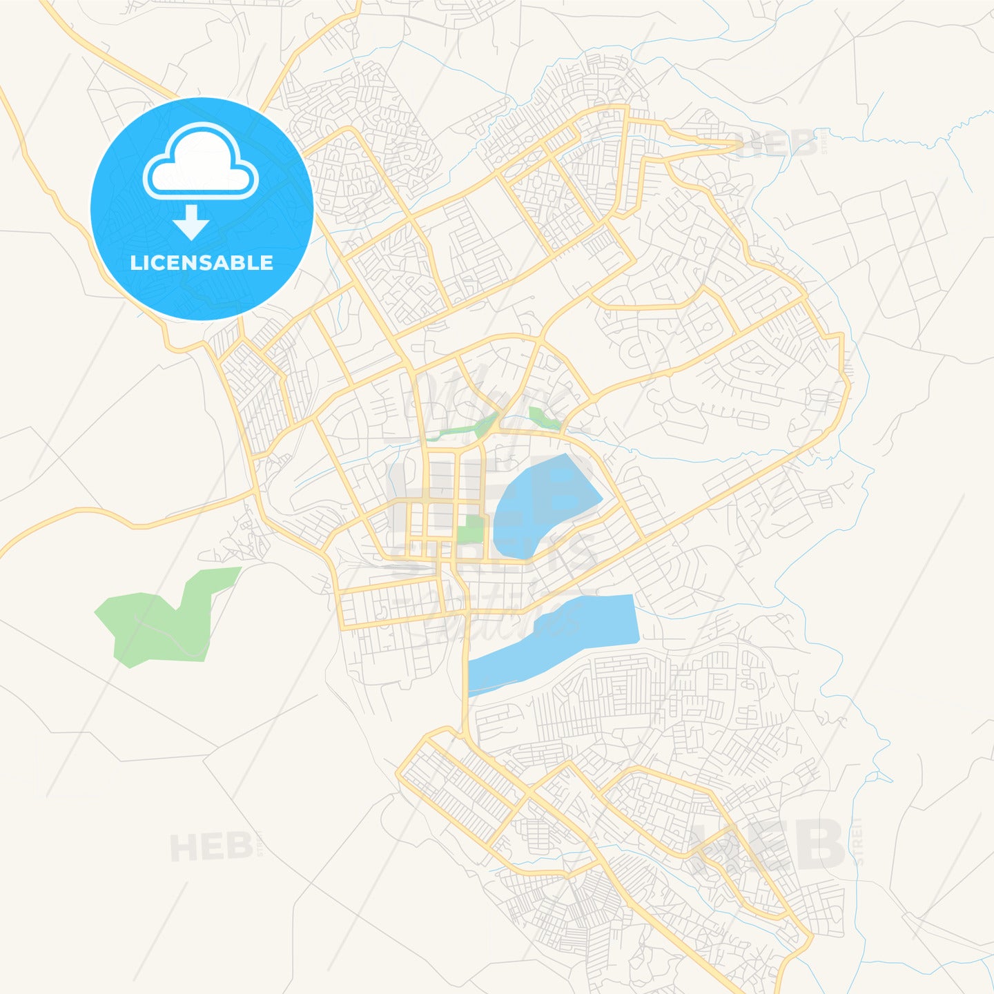 Printable street map of Kitwe, Zambia