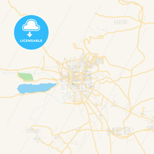 Printable street map of Kohat, Pakistan