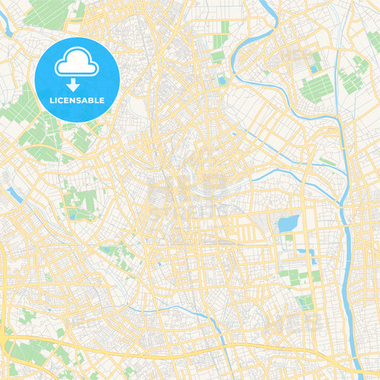 Printable street map of Koshigaya, Japan