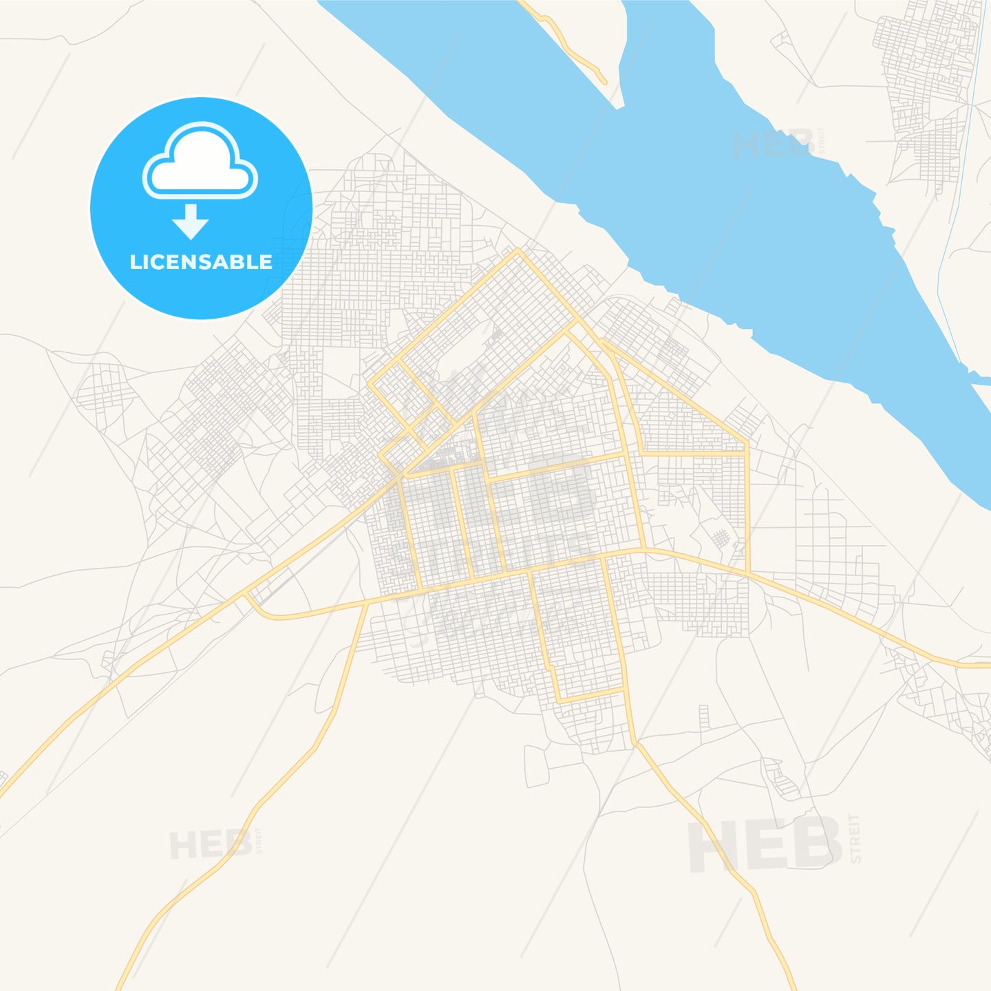 Printable street map of Kosti, Sudan