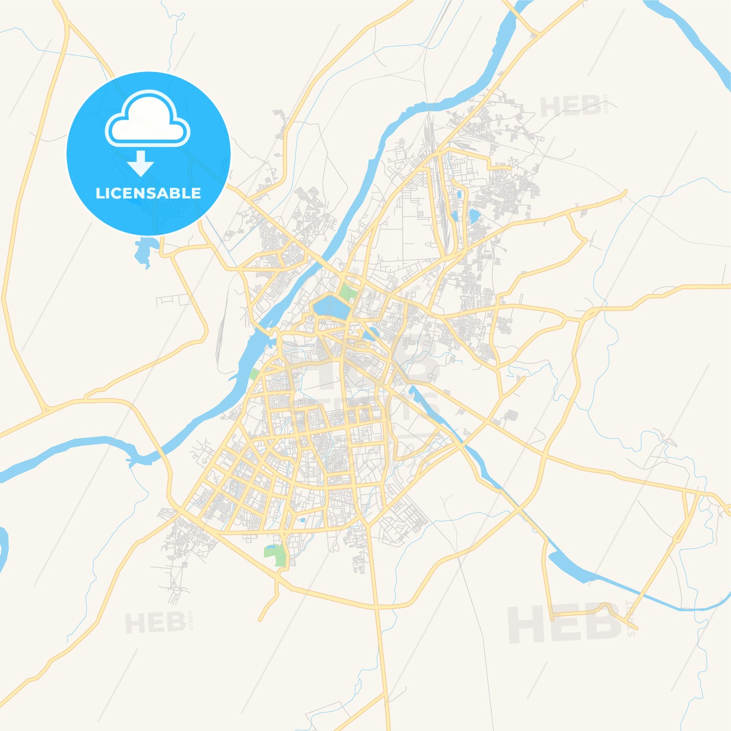 Printable street map of Kota, India