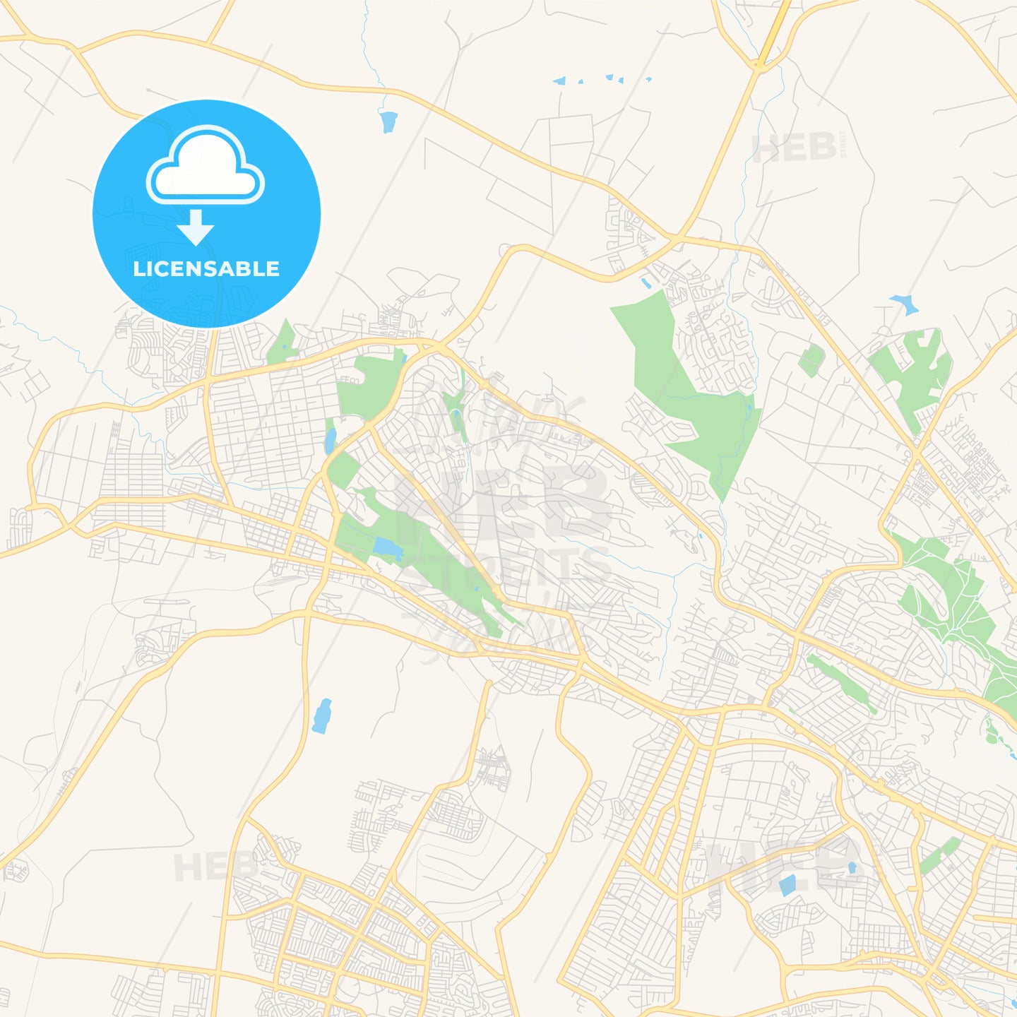 Printable street map of Krugersdorp, South Africa