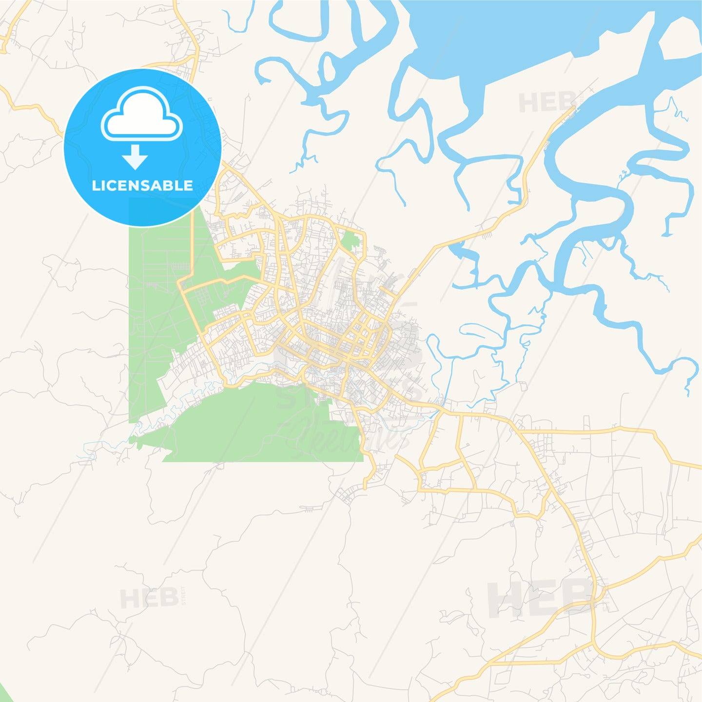 Printable street map of Langsa, Indonesia