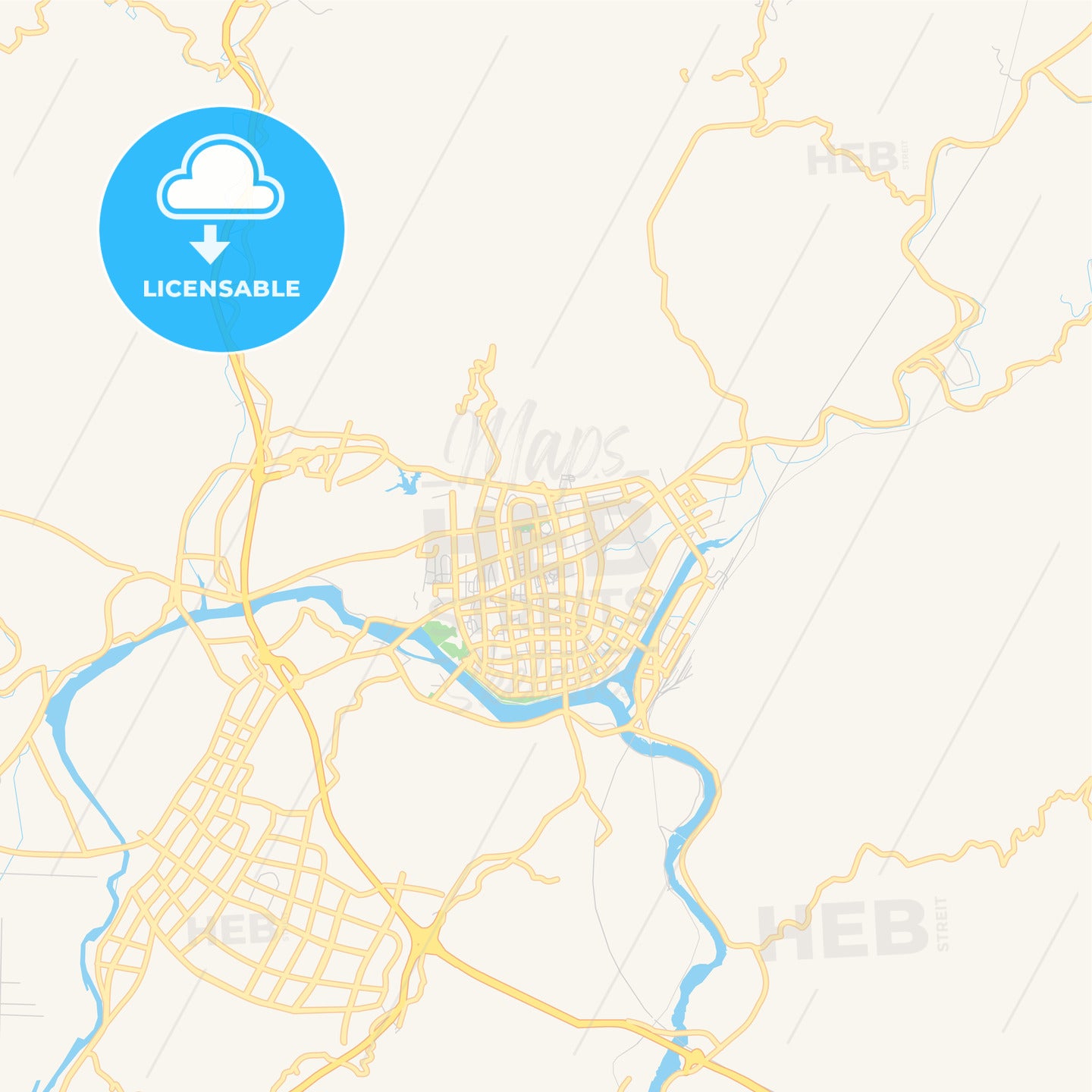 Printable street map of Lishui, China