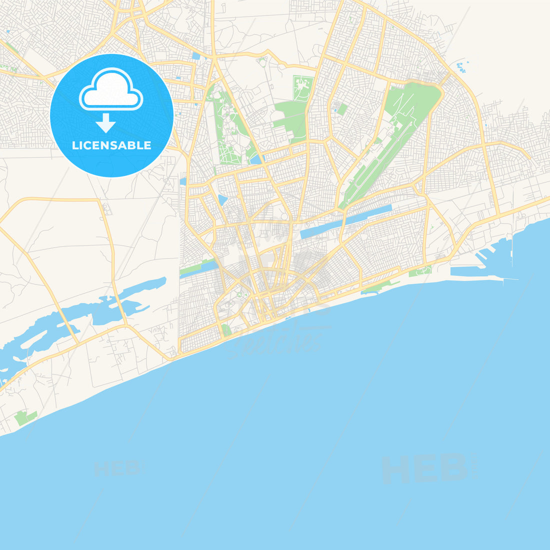 Printable street map of Lome, Togo - HEBSTREITS