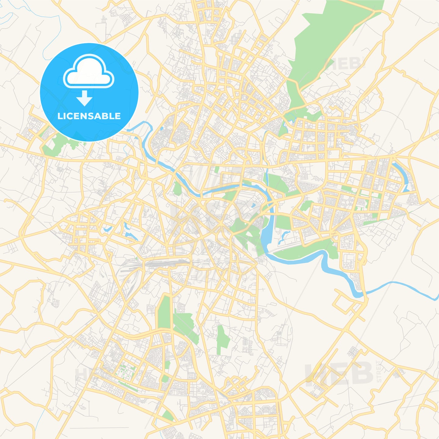 Printable street map of Lucknow, India