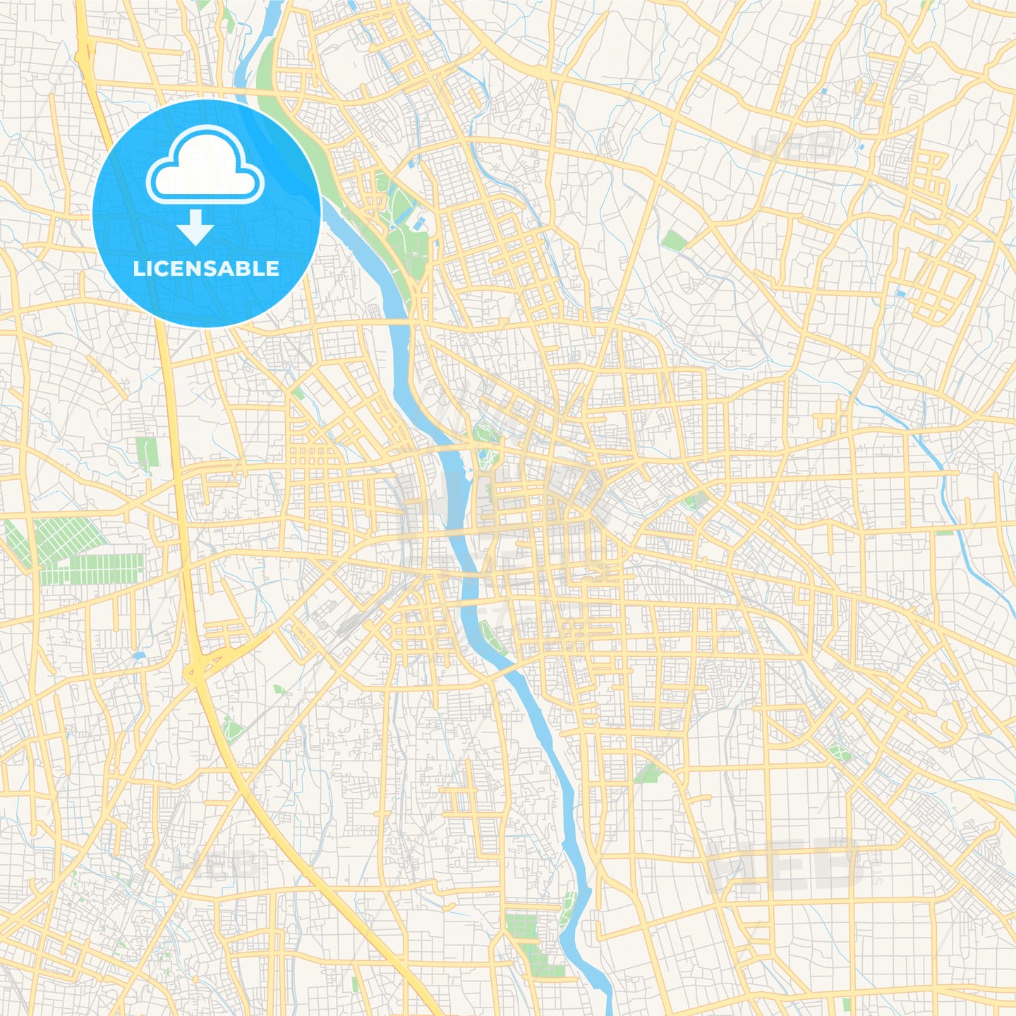 Printable street map of Maebashi, Japan