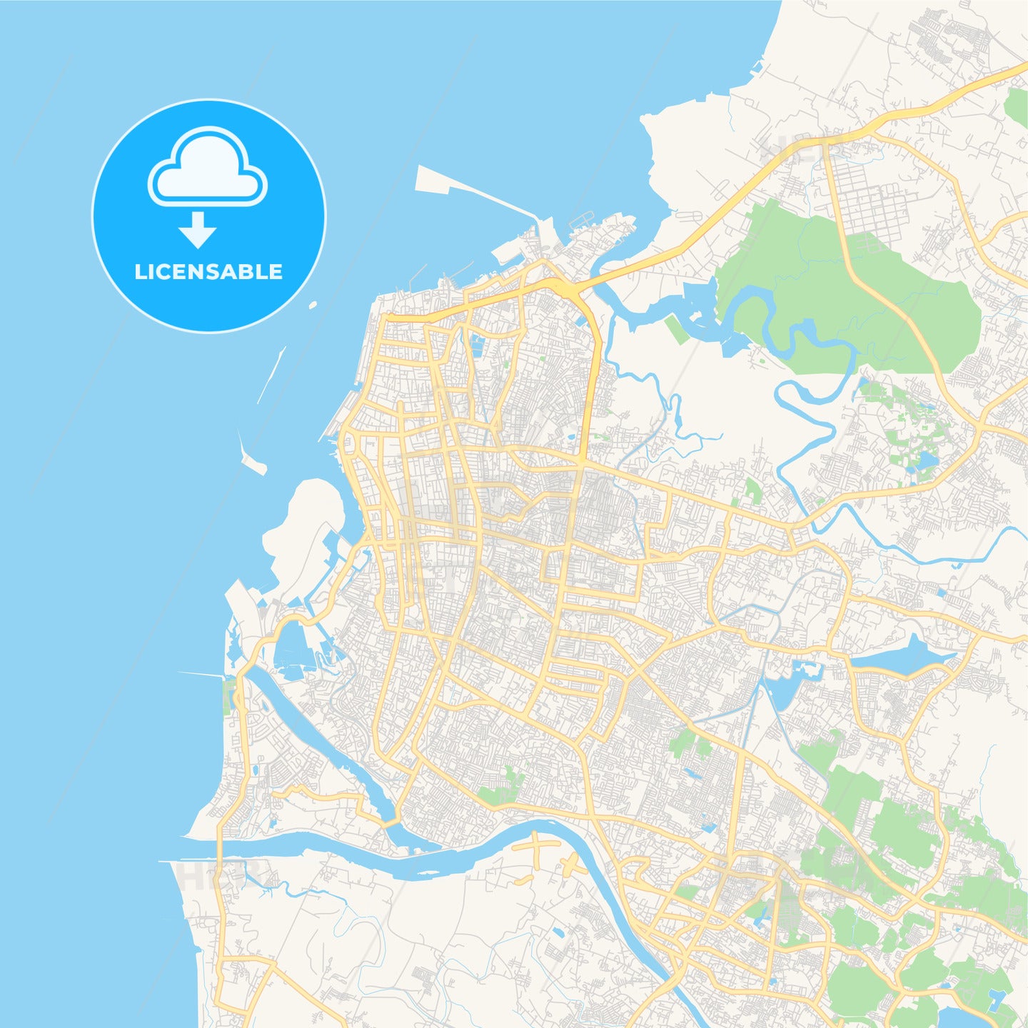 Printable street map of Makassar, Indonesia