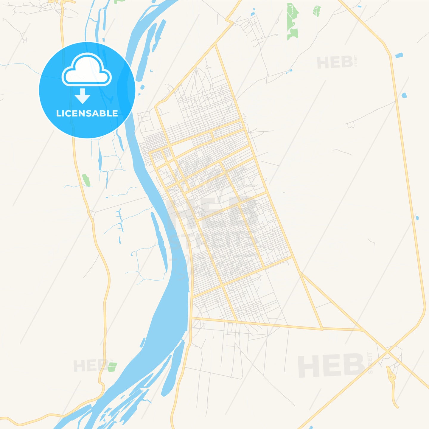 Printable street map of Malakal, South Sudan