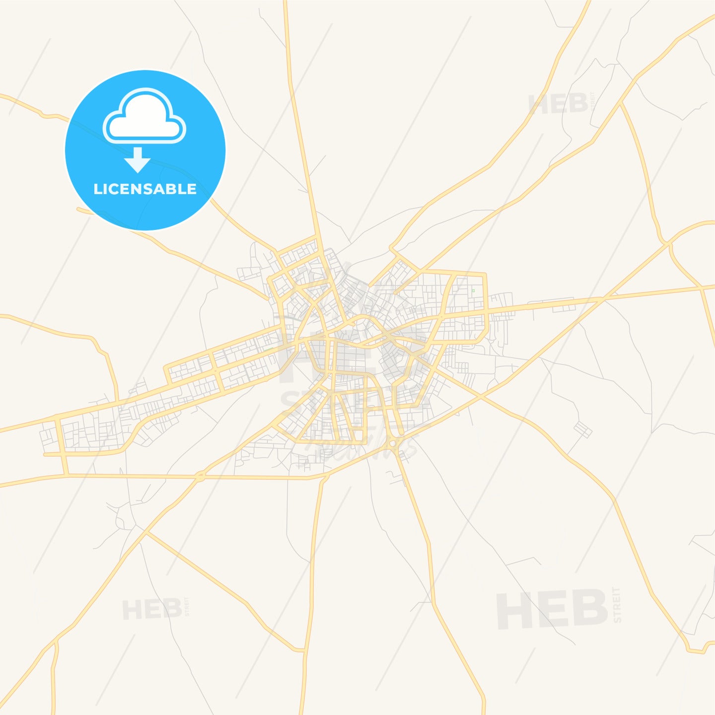 Printable street map of Manbij, Syria
