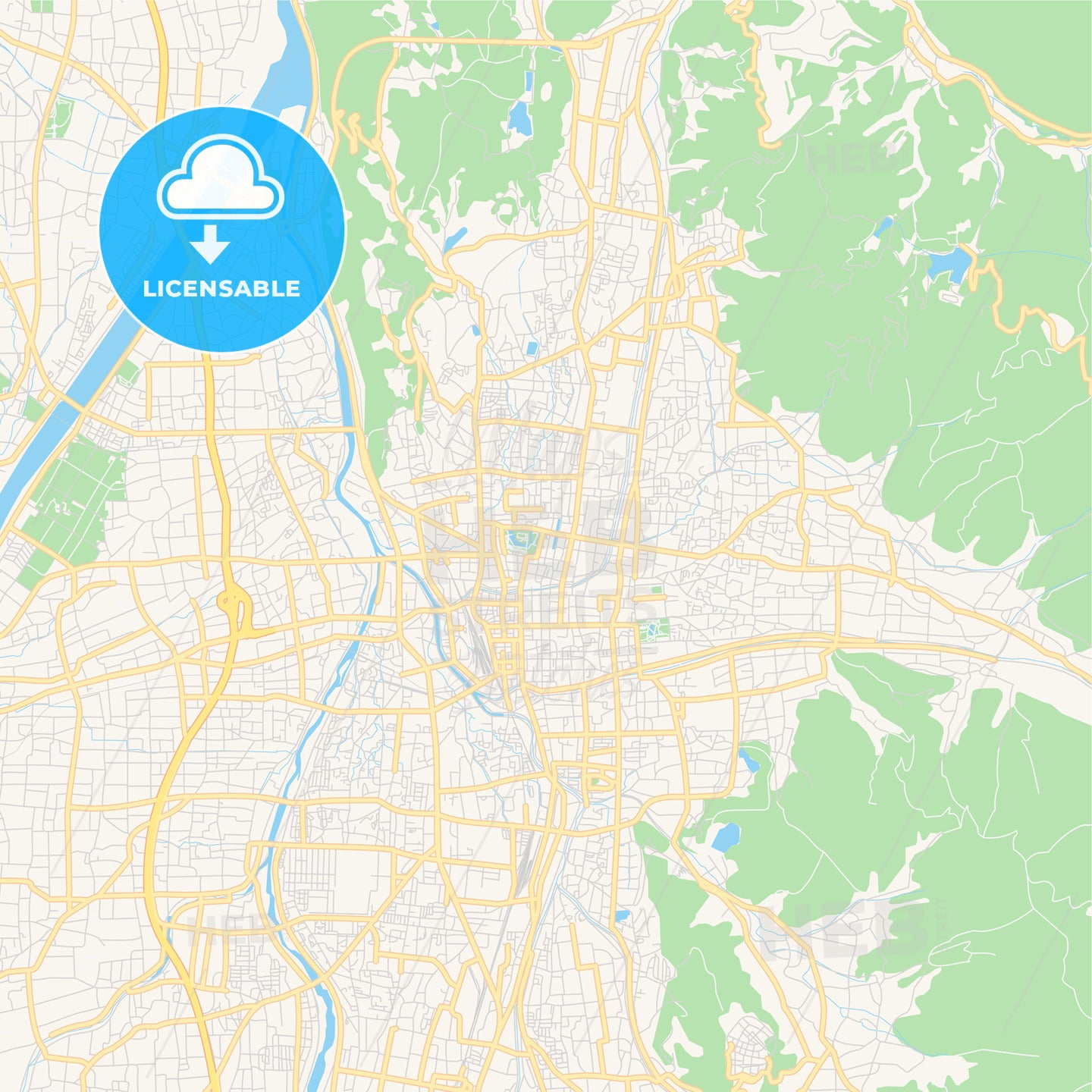 Printable street map of Matsumoto, Japan