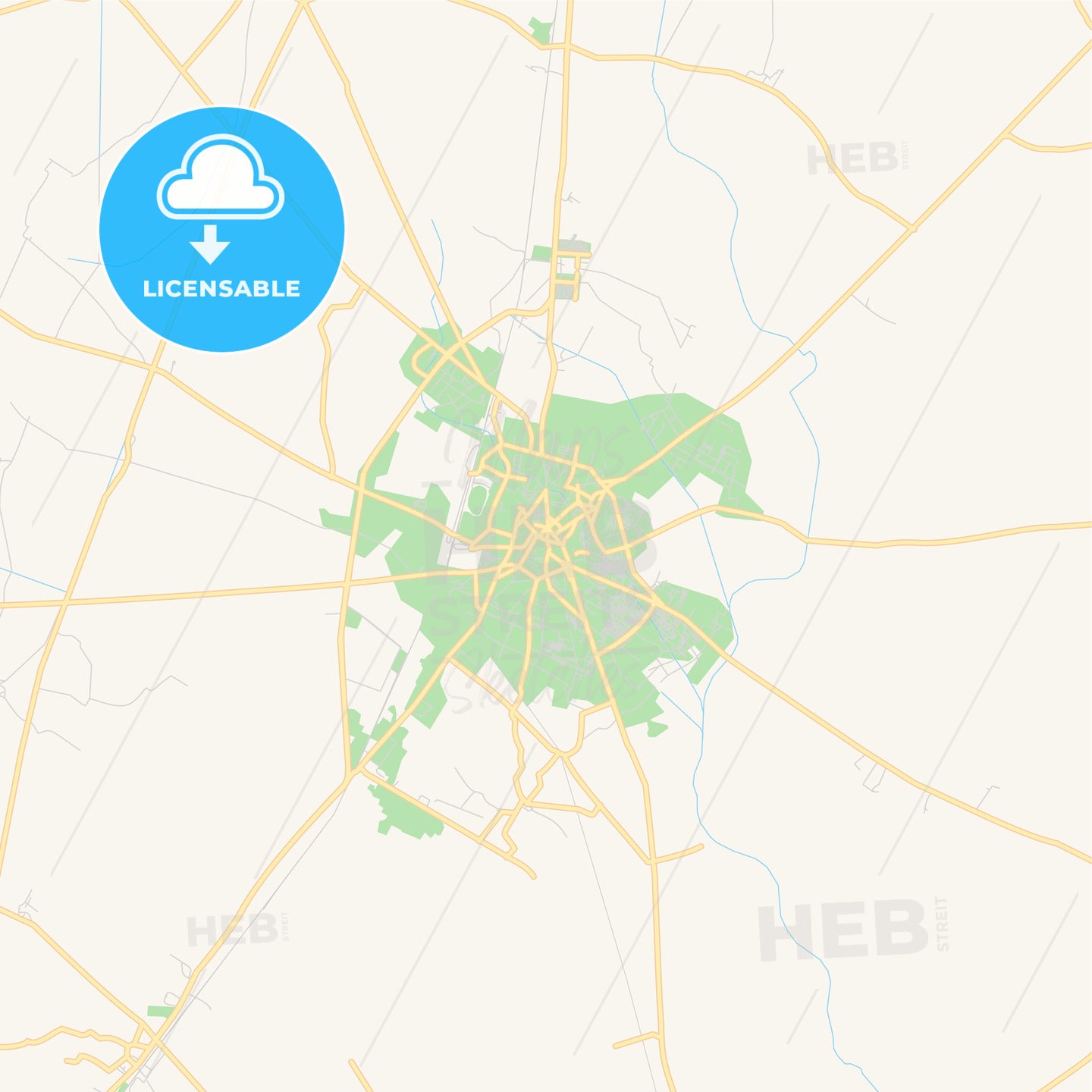 Printable street map of Meerut, India