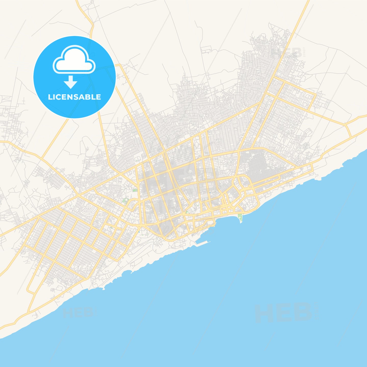 Printable street map of Mogadishu, Somalia