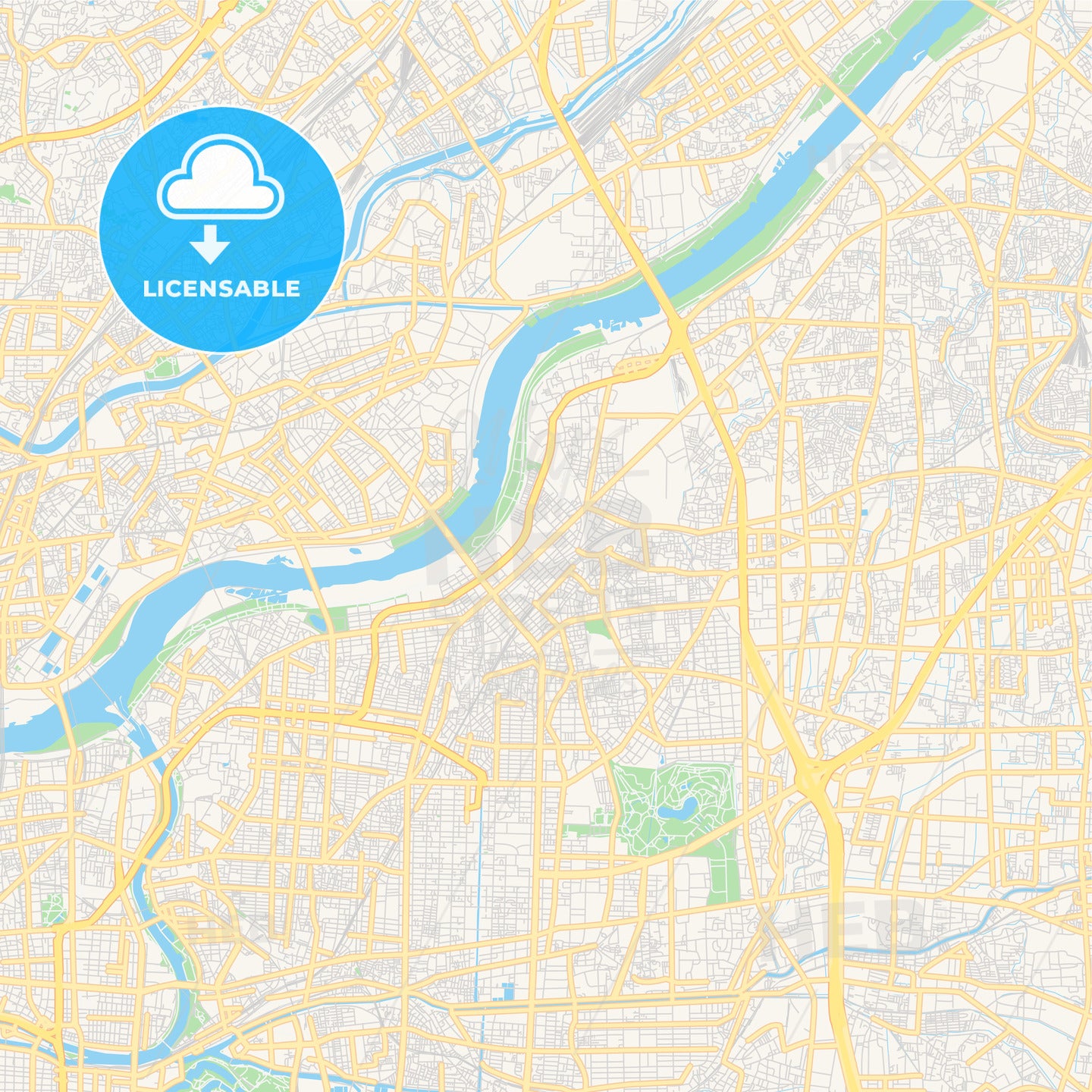 Printable street map of Moriguchi, Japan